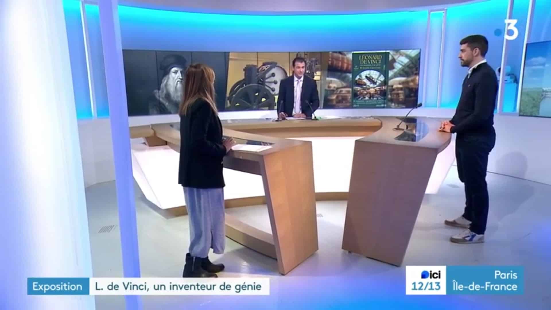 Reportage de France 3 Paris Ile-de-France sur l'exposition Léonard de Vinci, les inventions d'un génie